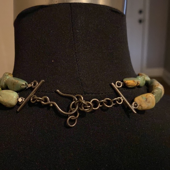 Double Genuine Turquoise Necklace 2 Cross Pendants Cowgirl Western Vintage - Picture 11 of 13